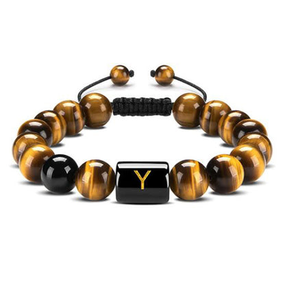 Natural Stone Initial Bead Bracelet – A–Z – view 1