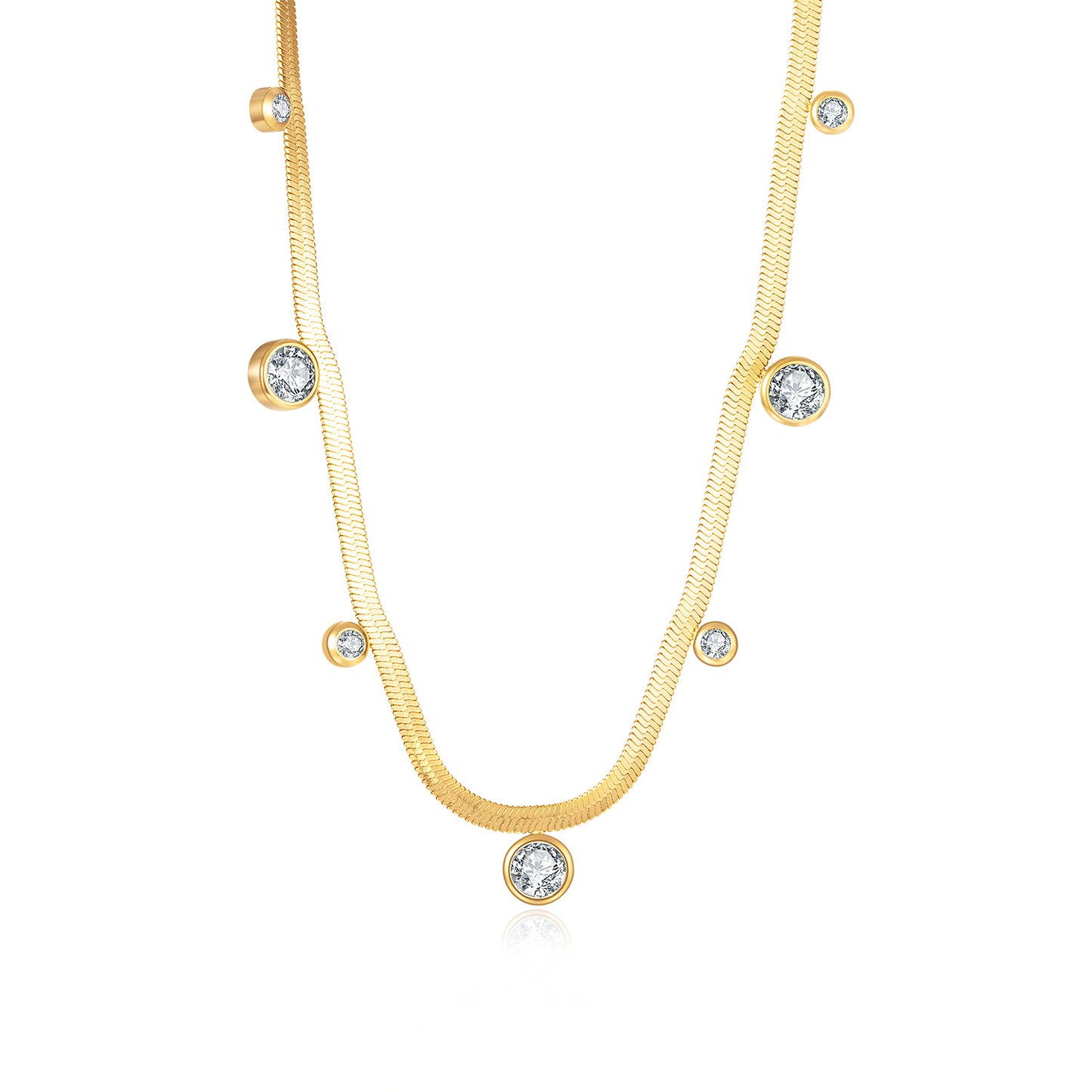 Gold Plated Snake Bone Chain Necklace – Titanium Steel – view 2