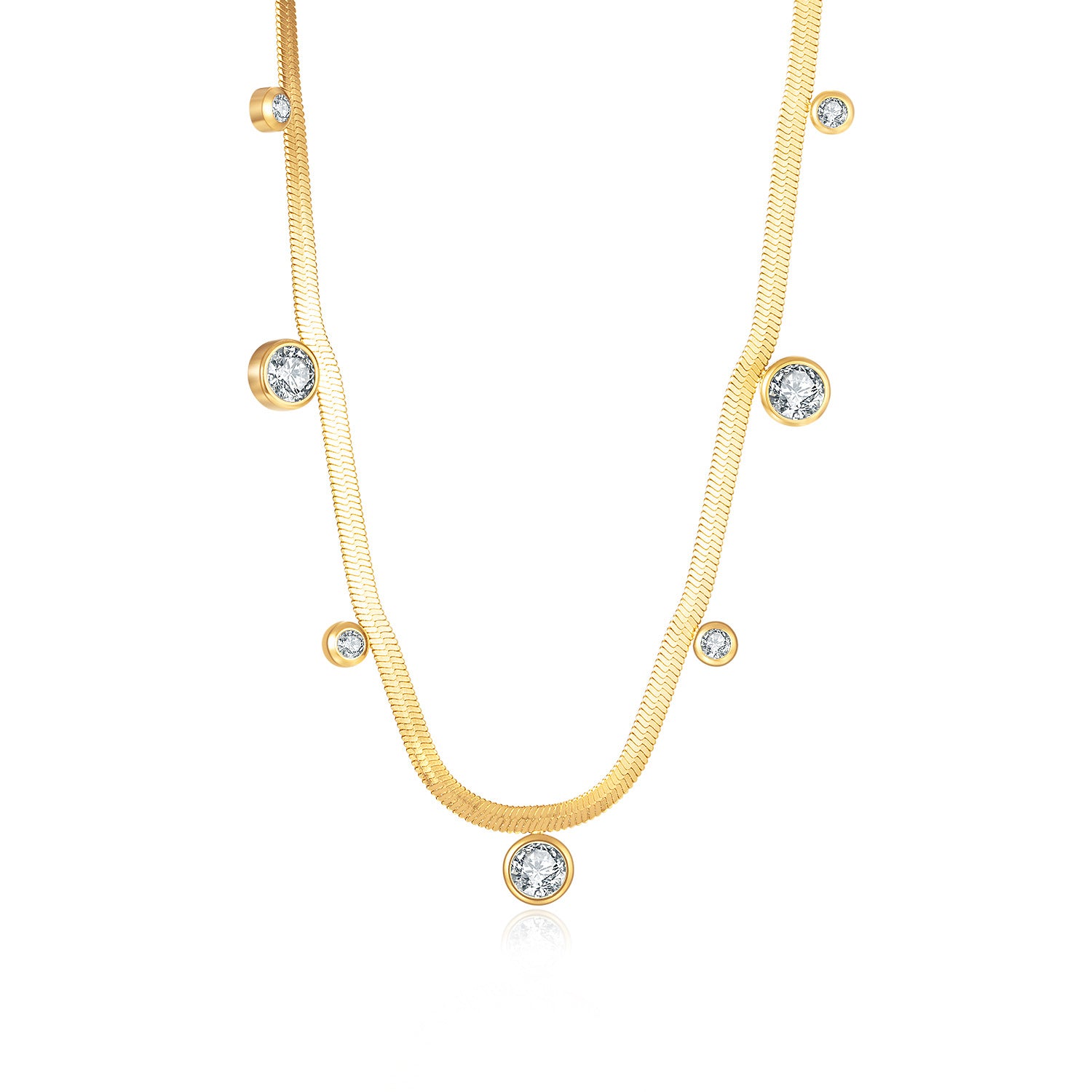 Gold Plated Snake Bone Chain Necklace – Titanium Steel – view 2