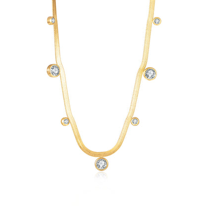 Gold Plated Snake Bone Chain Necklace – Titanium Steel – view 2