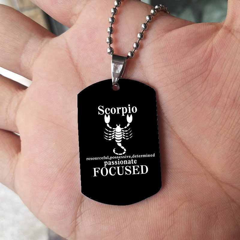 12 Constellation Black Stainless Steel Pendant Dog Army Tag Necklace – view 10
