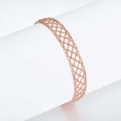 Hollow mesh adjustable bracelet in plated finish – view 3