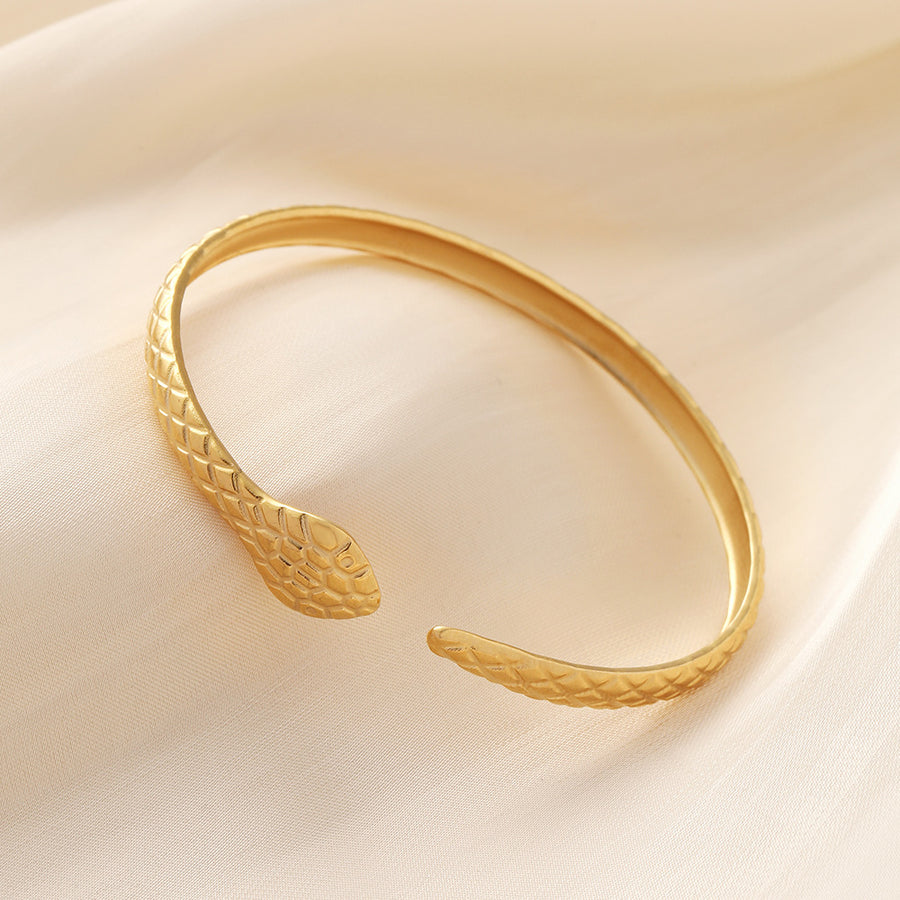 Engraved Snake Bracelet Stainless Steel Vacuum Gold Plating – view 6