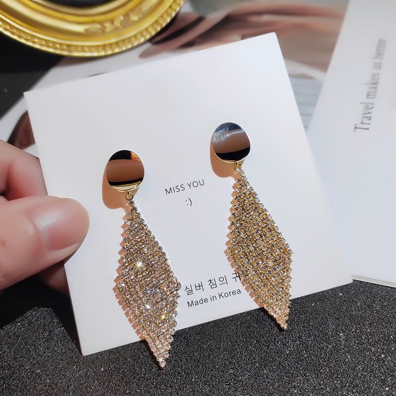 Rhinestone Pave Rhombus Statement Earrings – view 9