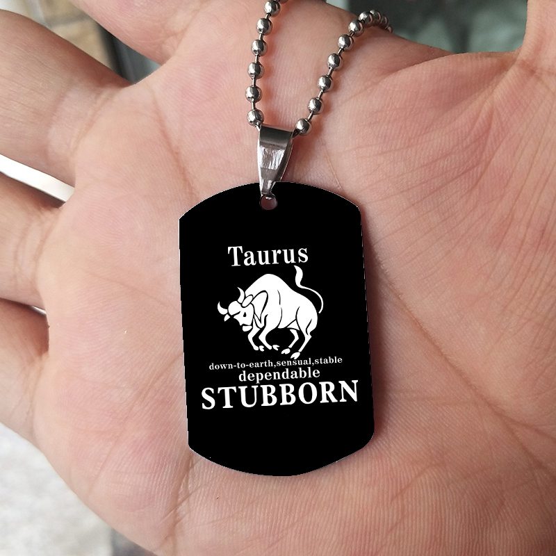 12 Constellation Black Stainless Steel Pendant Dog Army Tag Necklace – view 12