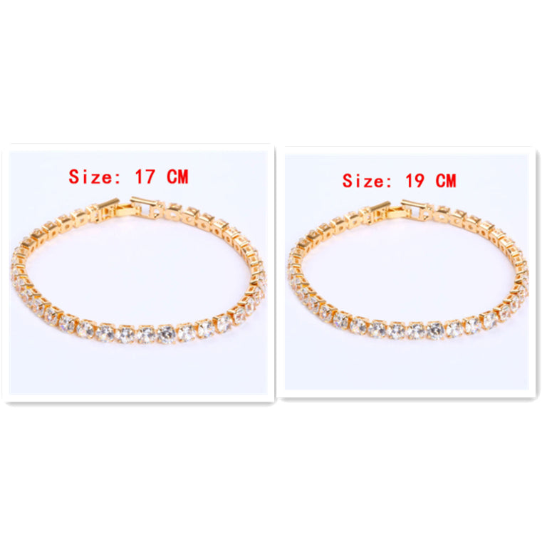Cubic Zirconia Tennis Bracelet – Iced Out Crystal, Gold – view 18