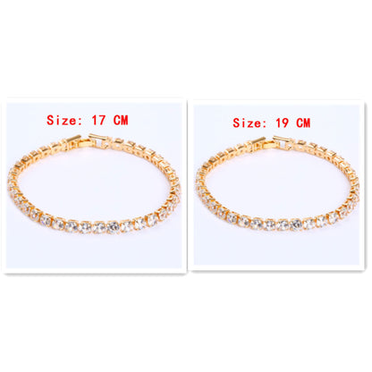 Cubic Zirconia Tennis Bracelet – Iced Out Crystal, Gold – view 18