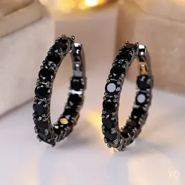 Versatile Dark-style Black Fully Diamond-studded Earrings – view 3