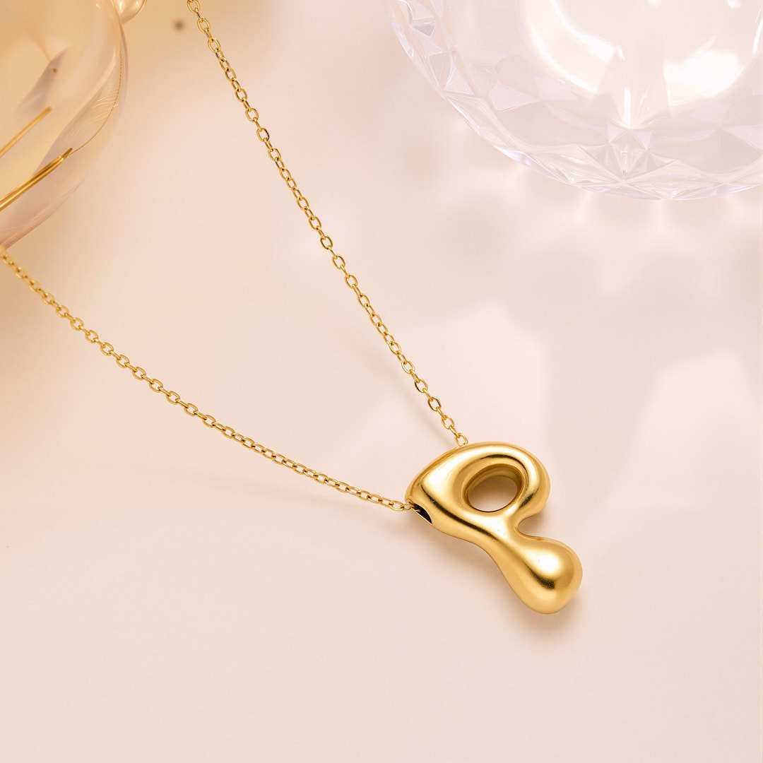 New Titanium Steel 18K Gold-Plated 26-Letter Necklace For Women – view 14