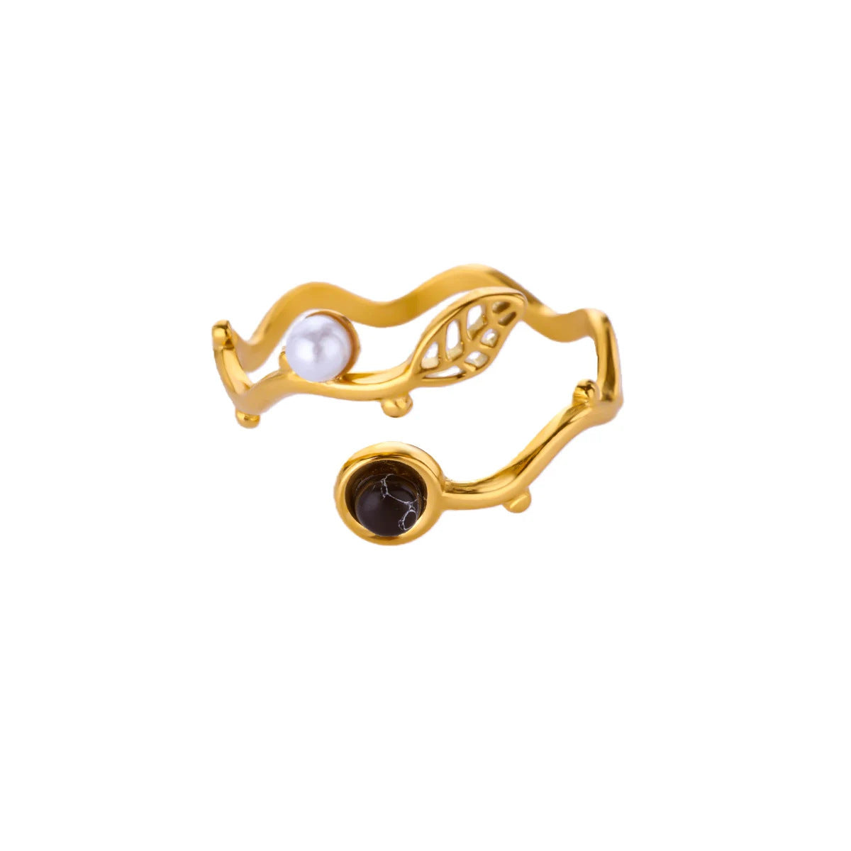Retro Luxury Geometric Ring Faux Pearl Heart Design Female Accessory – view 4
