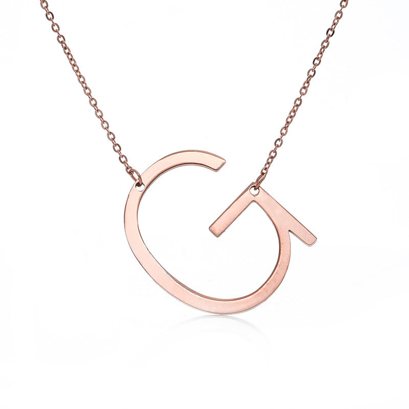 Fabulous Rose Gold Plated Stainless Steel Initial Letter Pendant Necklace – view 35