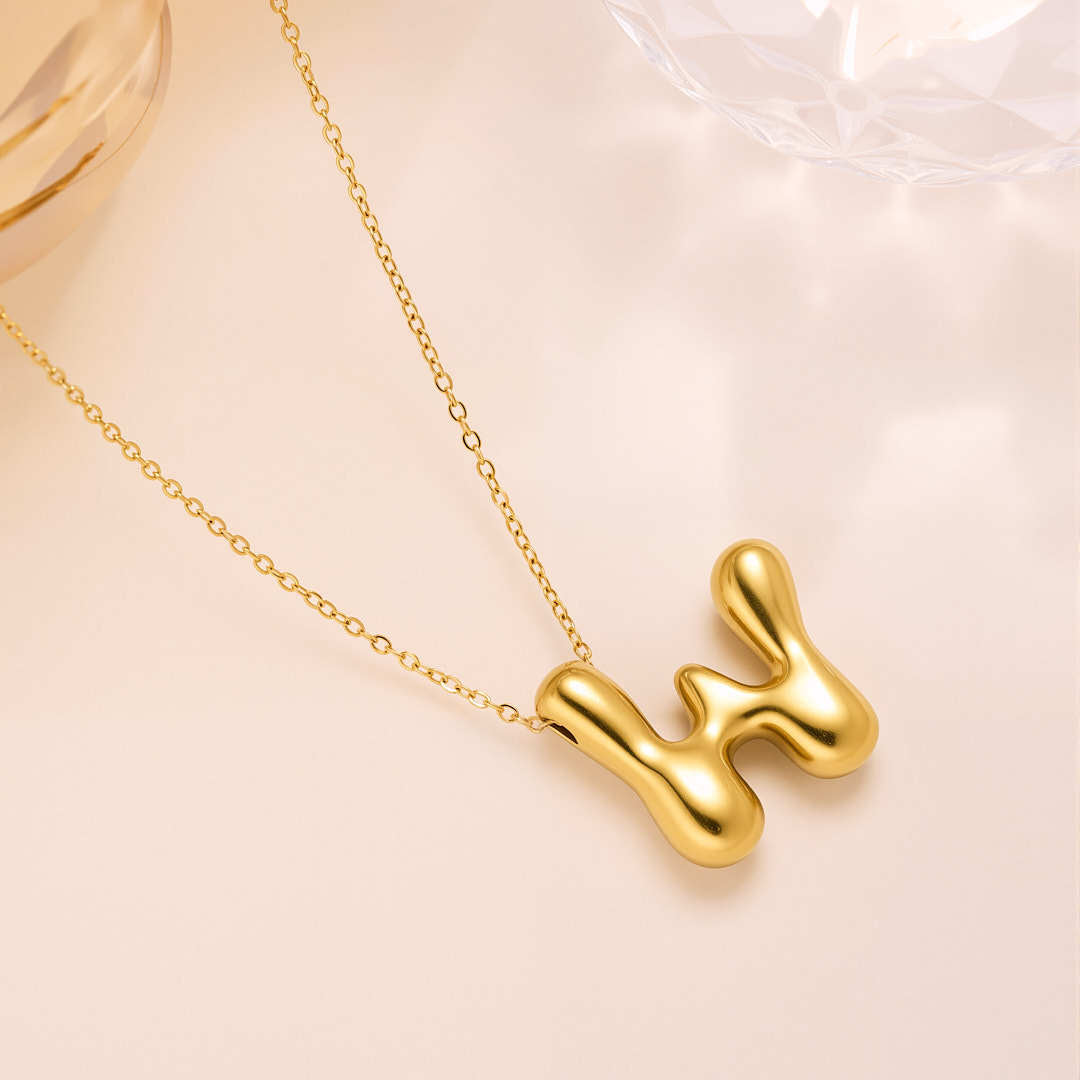 New Titanium Steel 18K Gold-Plated 26-Letter Necklace For Women – view 18
