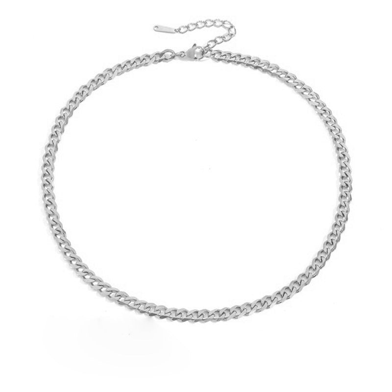 Stainless Steel Necklace 14K Gold Plated Cuban Chain Clavicle Chain – view 6