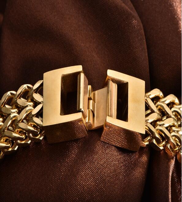 Double Layer Chain Bracelet – Gold Stainless Steel, Unisex – view 9