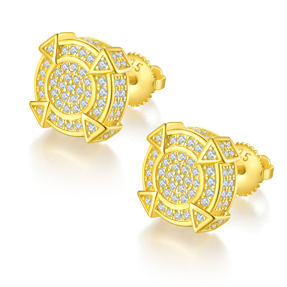 Moissanite geometric stud earrings with screw back – view 2
