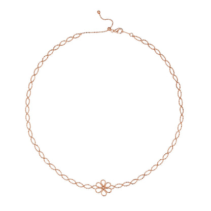 Hollow flower adjustable necklace in plated finish – view 3