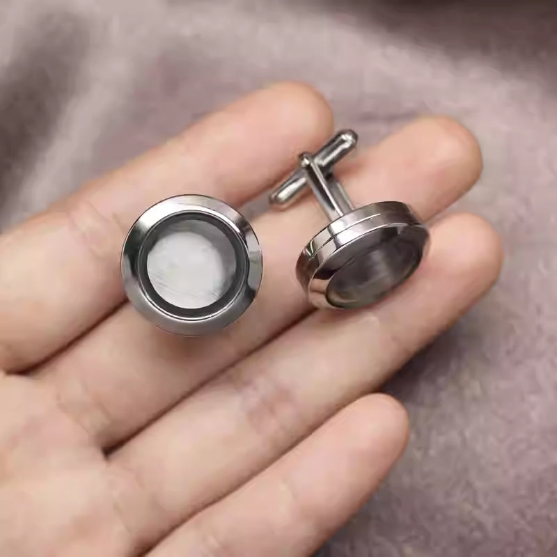 Men's Stainless Steel Round Cufflinks For Formal French-Collar Shirts – view 3