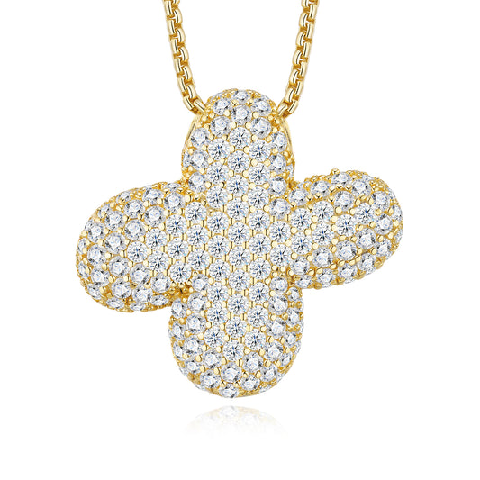 Bubble Letter Initial Necklace 13.67g – S925 Gold, Moissanite A-Z