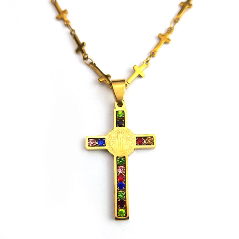 Cross Stainless Steel Gold Pendant Necklace – view 4