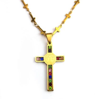 Cross Stainless Steel Gold Pendant Necklace – view 4