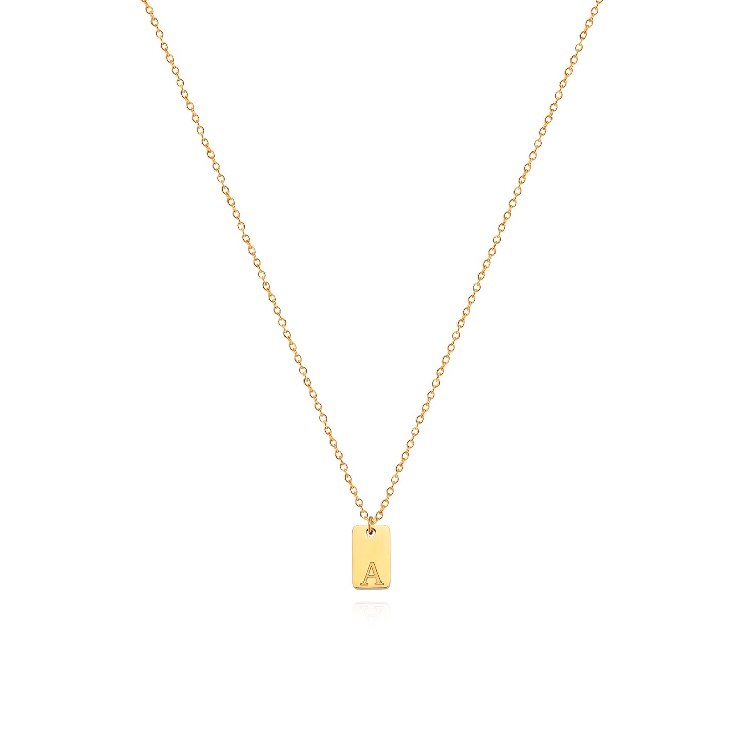 Stainless Steel Simple 26 Letter Tag Pendant Necklace – view 2