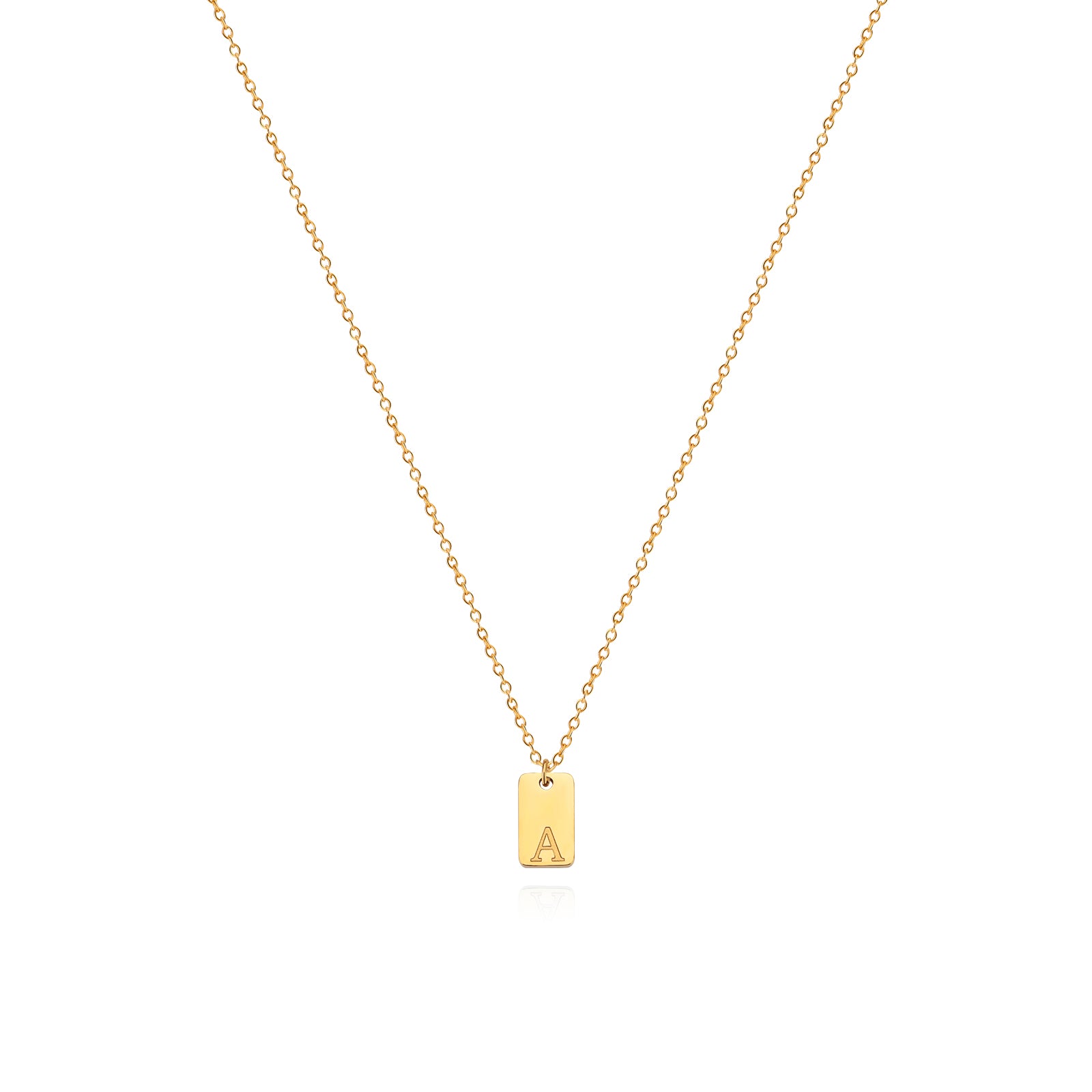 Stainless Steel Simple 26 Letter Tag Pendant Necklace – view 2