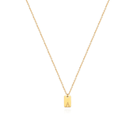 Stainless Steel Simple 26 Letter Tag Pendant Necklace – view 2