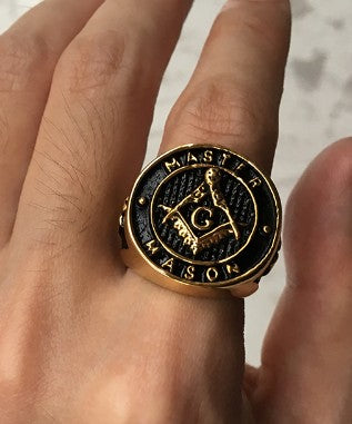 Masonic Men's Ring – Gold Stainless Steel – view 2