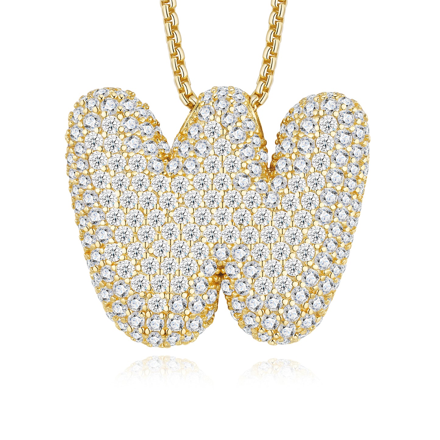 Bubble Letter Initial Necklace 17.7g – S925 Gold, Moissanite A-Z