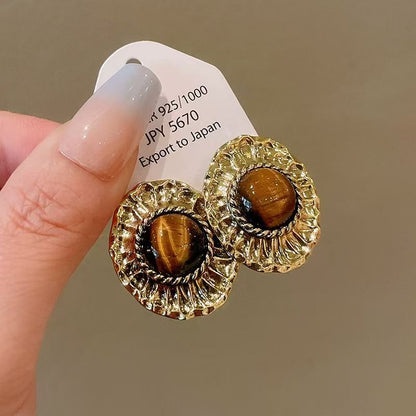 French Retro Square Amber Earrings – Minimalist – view 3