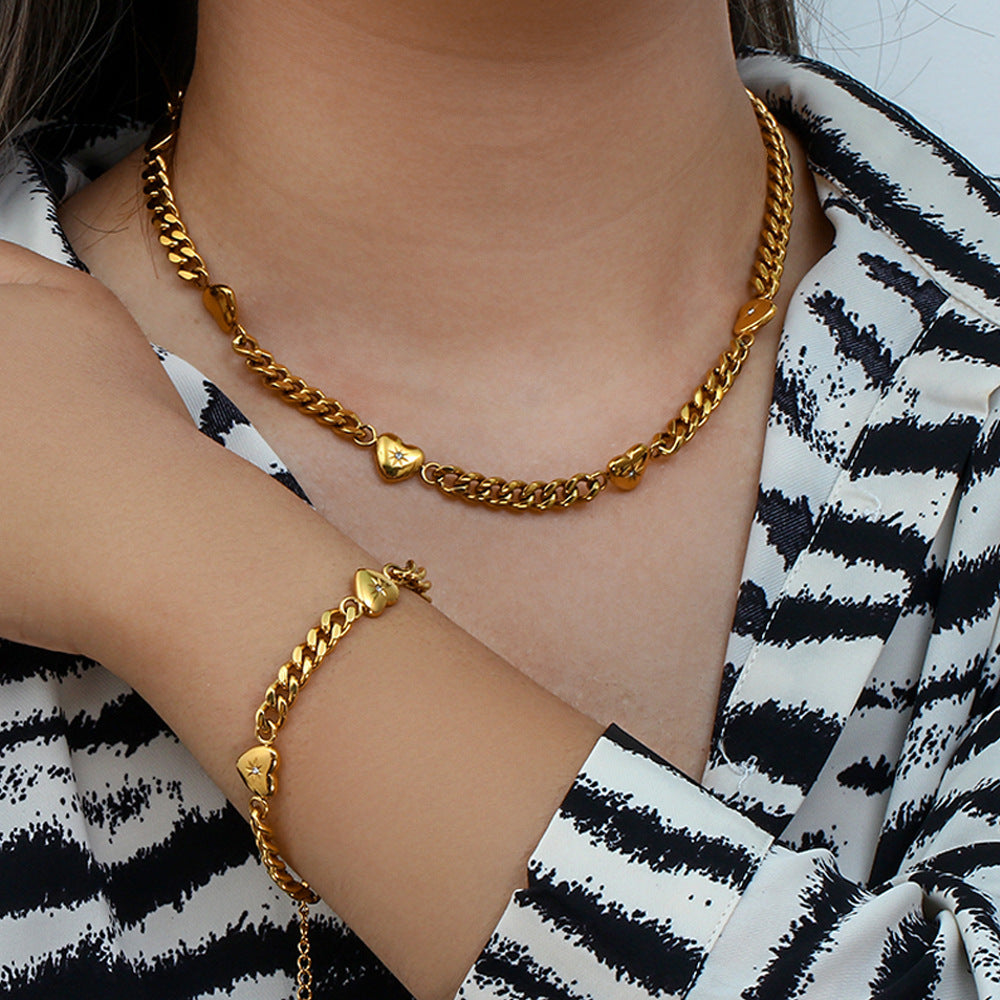 Stainless Steel Plated 18k Gold Cuban Chain Necklace – view 3