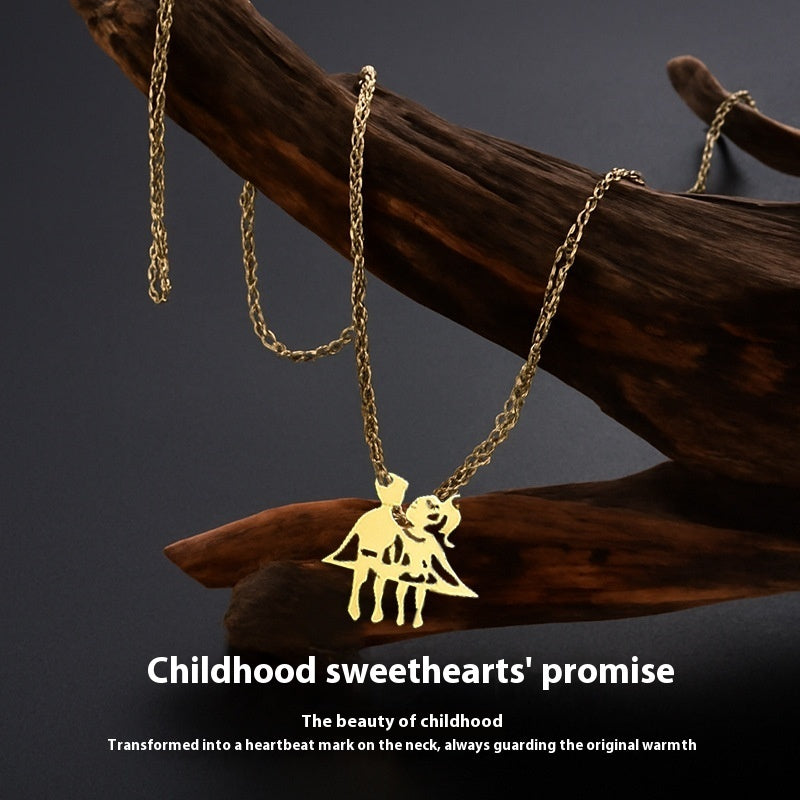 18K Gold Plated Stainless Steel Couple Necklace – view 3