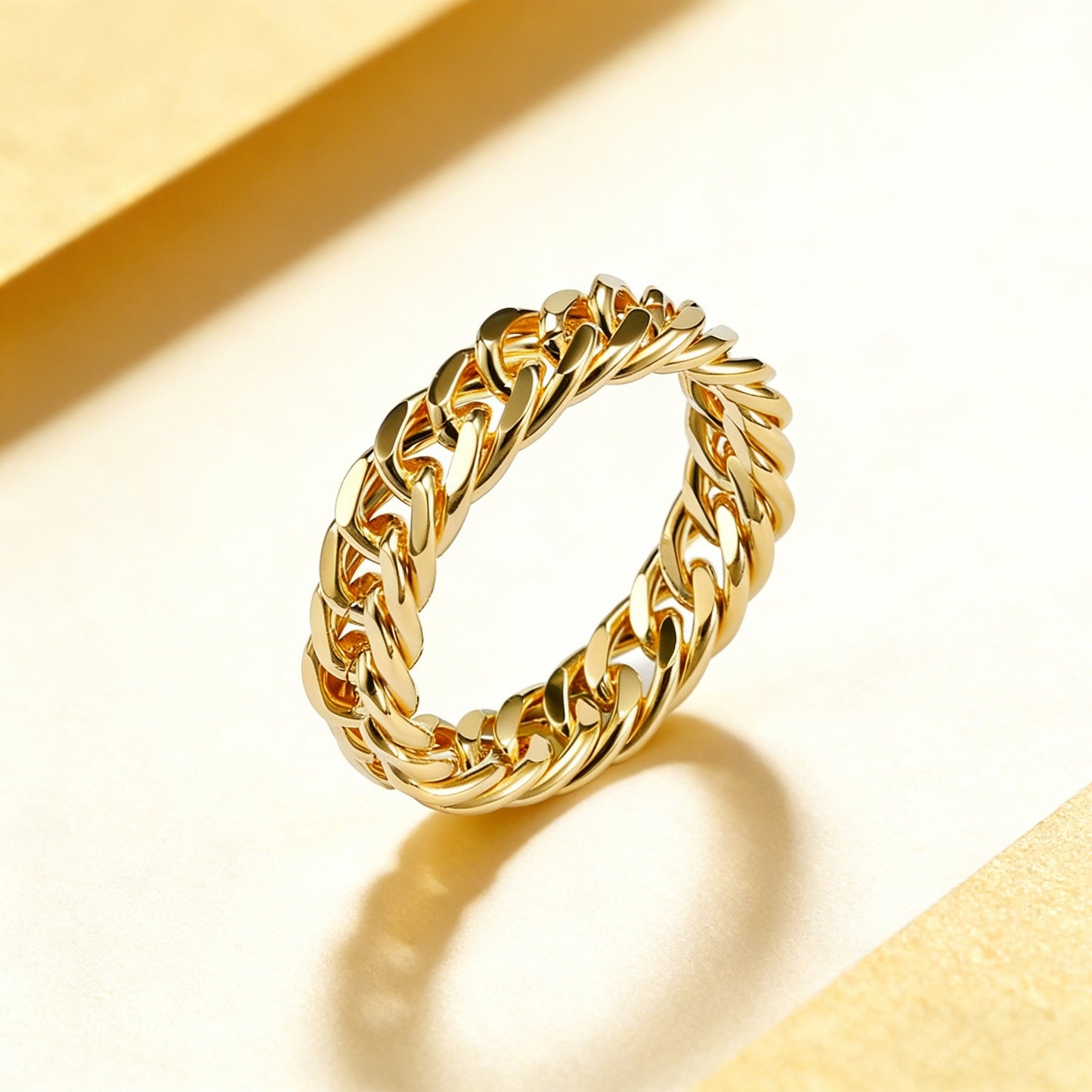 Chain Couple Rings – 18K Gold Plated Titanium Steel, Unisex – view 4
