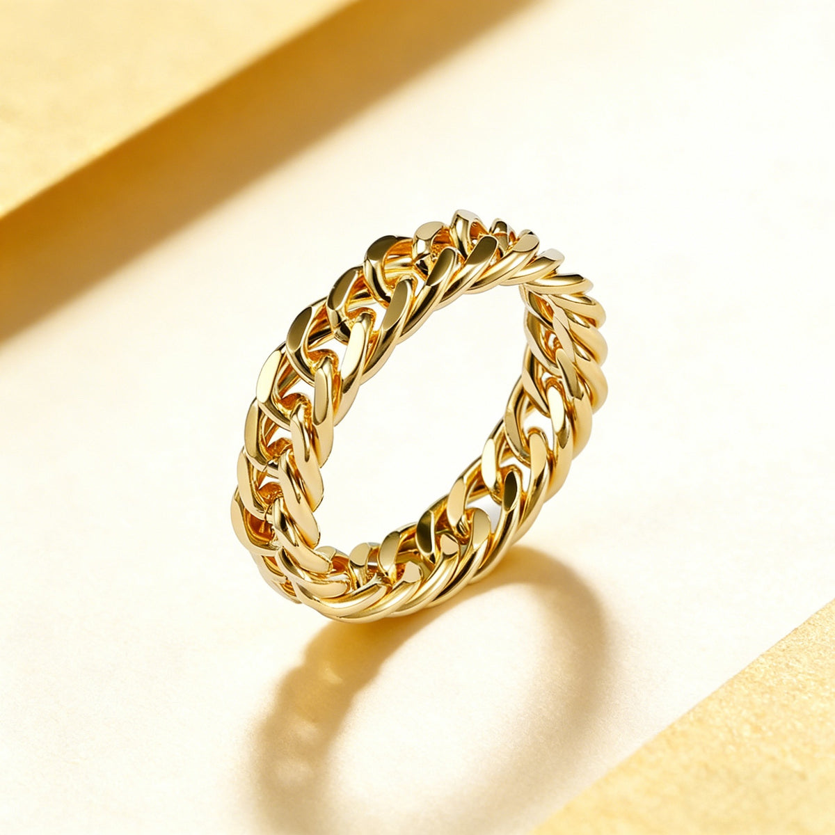 Chain Couple Rings – 18K Gold Plated Titanium Steel, Unisex – view 4