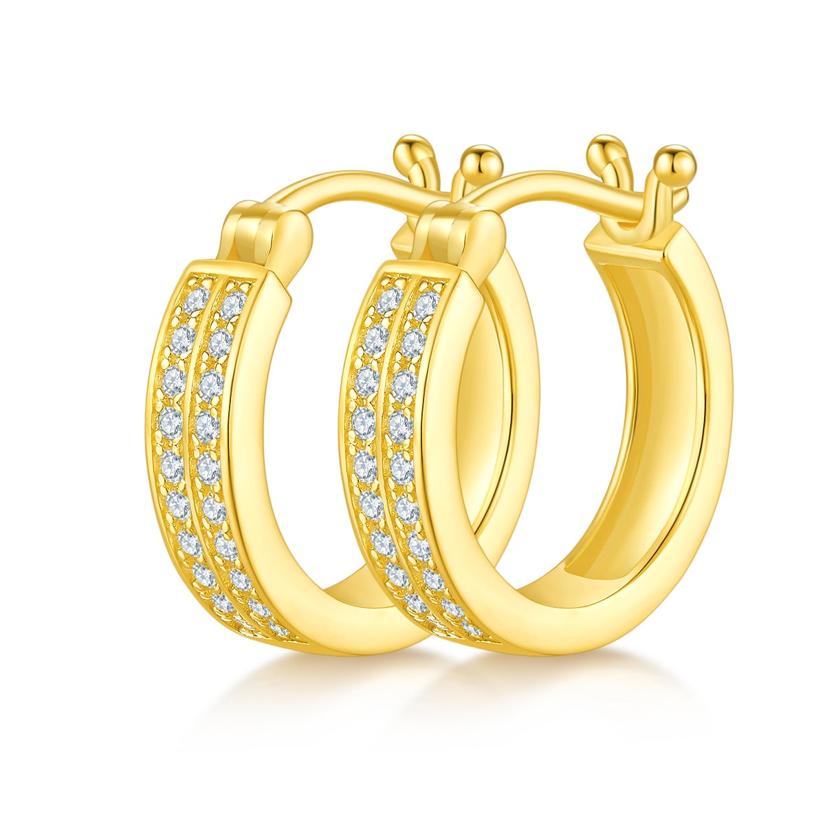 Double Row Moissanite Hoop Earrings 16mm – S925 Platinum – view 2