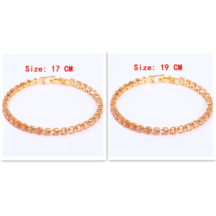 Cubic Zirconia Tennis Bracelet – Iced Out Crystal, Gold – view 14