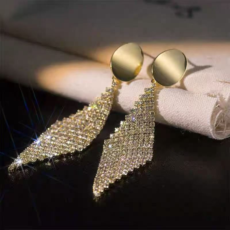 Rhinestone Pave Rhombus Statement Earrings – view 4