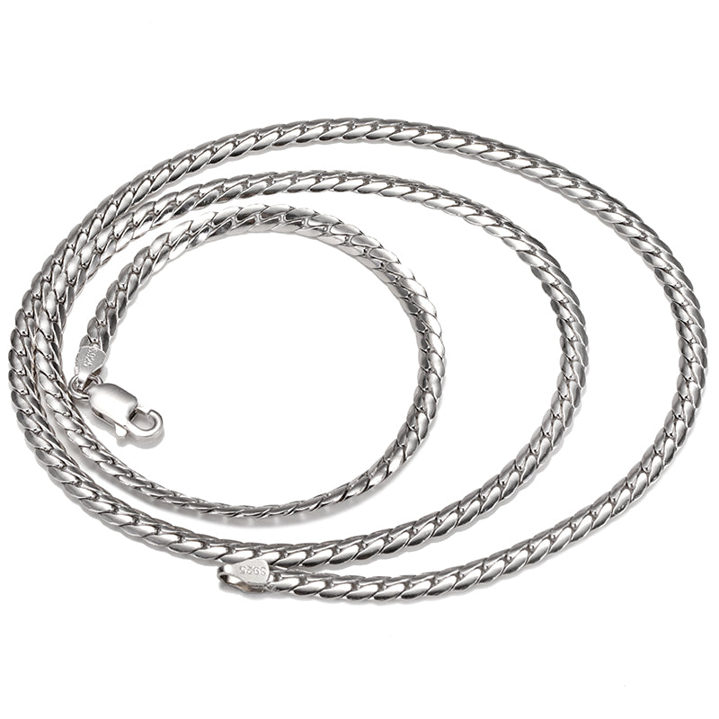Sterling Silver White Gold Plated Encrypted Cuban Necklace For Men – view 9