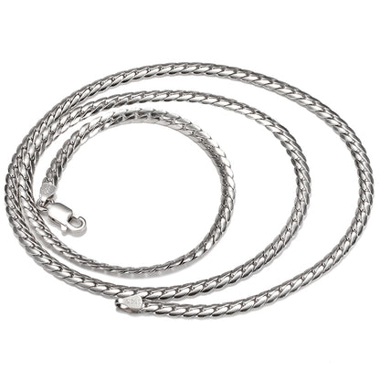 Sterling Silver White Gold Plated Encrypted Cuban Necklace For Men – view 9