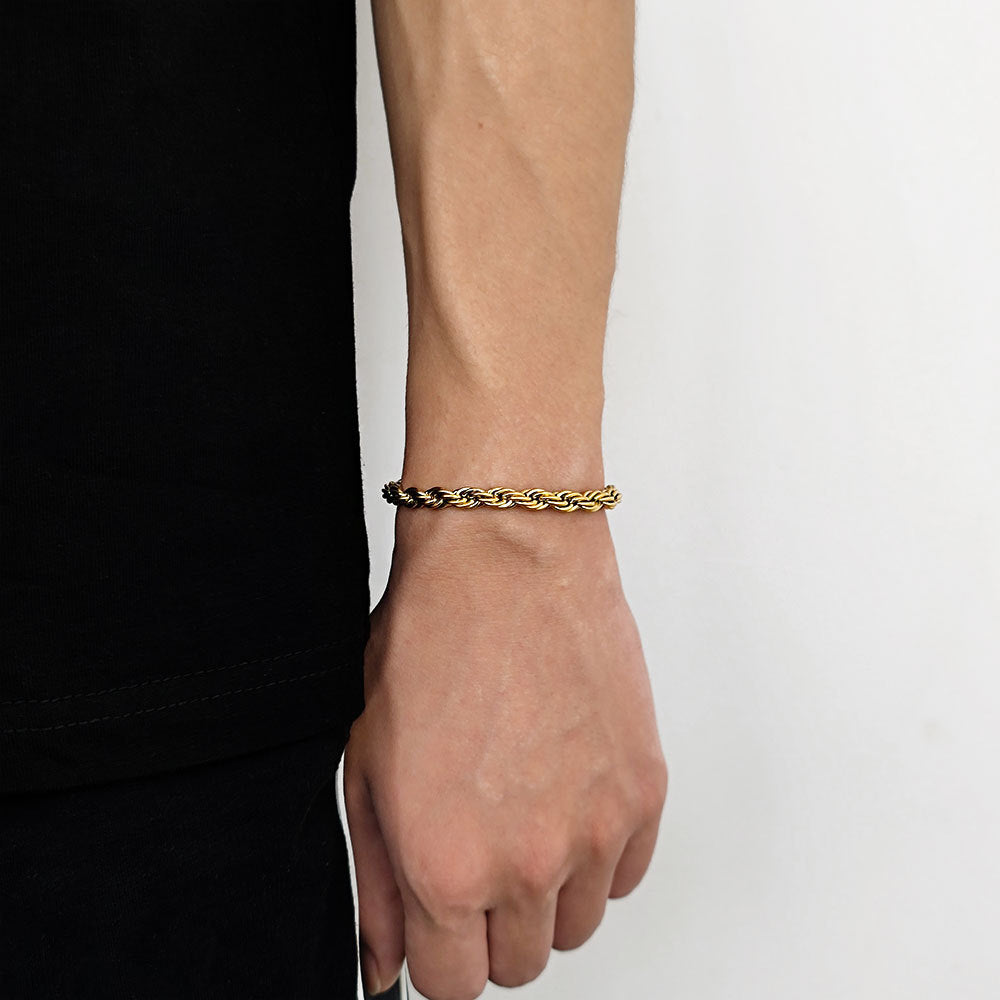 Fashion 18K Gold Button Chain Stainless Steel Twist Bracelet For Men – view 11