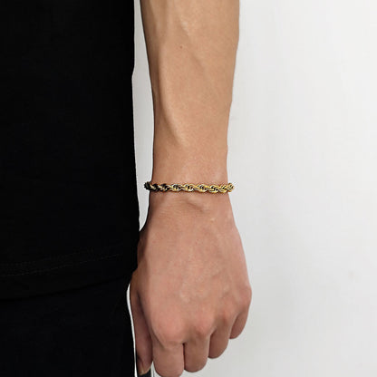 18K Gold Button Chain Stainless Steel Twist Bracelet For Men – view 11