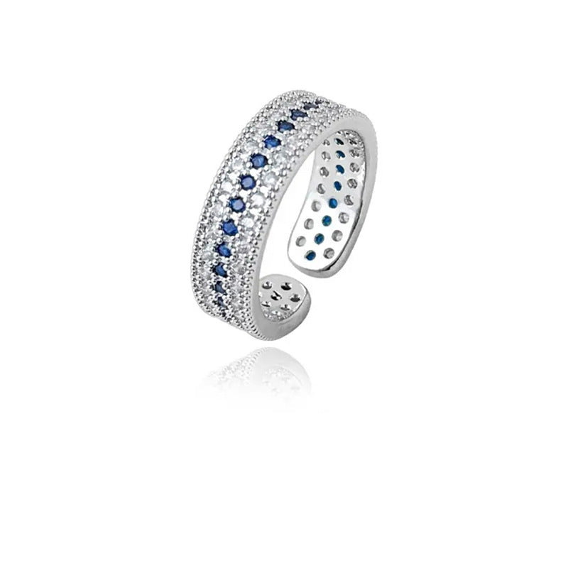 Vintage Pave Crown Open Ring – Silver Plated – view 4