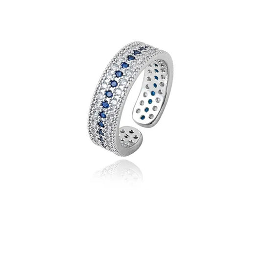 Vintage Pave Crown Open Ring – Silver Plated – view 4