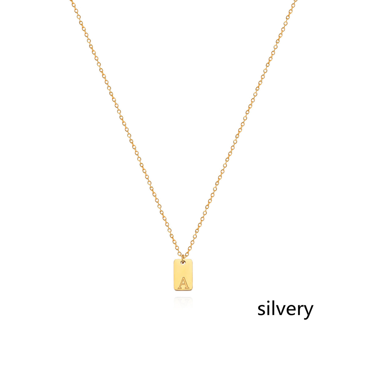 Stainless Steel Simple 26 Letter Tag Pendant Necklace – view 28