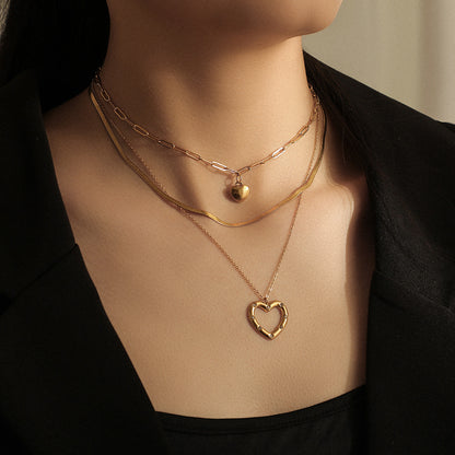 New Multilayer Necklace Stainless Steel Gold Love Snake Bone Chain – view 5