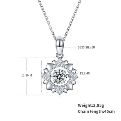0.5ct Moissanite Flower Pendant Necklace – S925 Platinum Plated – view 6