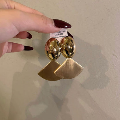 Bold Geometric Metal Earrings, Retro Matte Luxury Jewelry – view 10