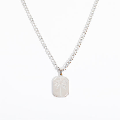 Men's Titanium Steel Palm Leaf Square Dog Tag Pendant Necklace – view 3