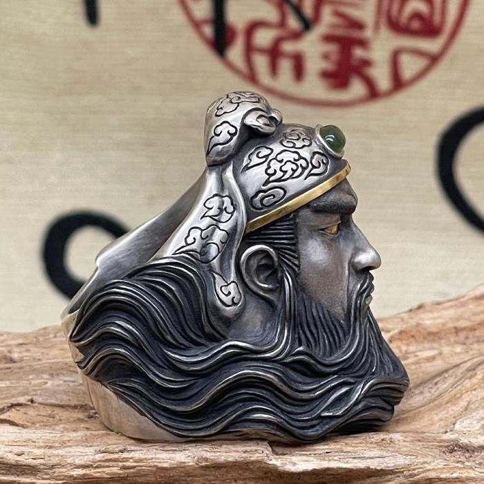 New Stylish And Majestic Guan Yu Ring For Men – view 3