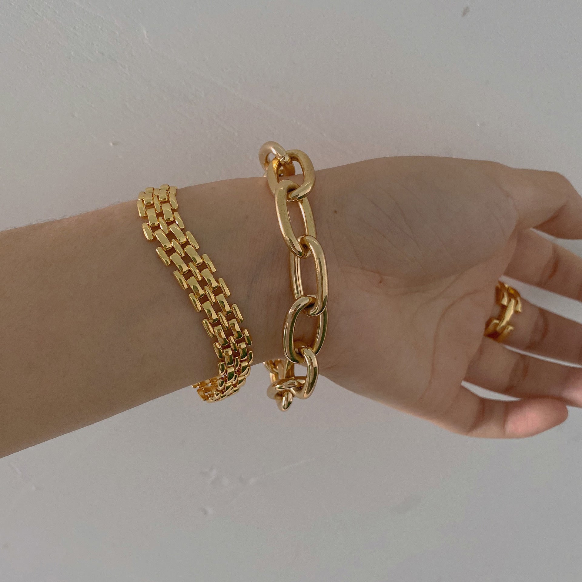 Titanium Steel 18K Gold Plating Woven Bracelet Necklace – view 4